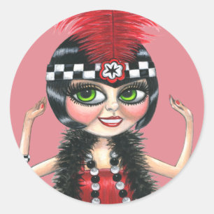 Sticker Rond Dancing Flapper Girl Roaring Vingt ans