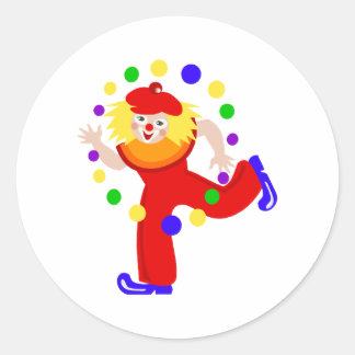 Sticker Rond Dancing Juggler Clown