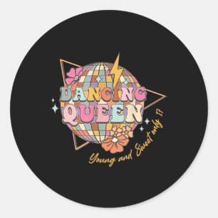 Sticker Rond Dancing Queen Foral 17e anniversaire Disco Ball