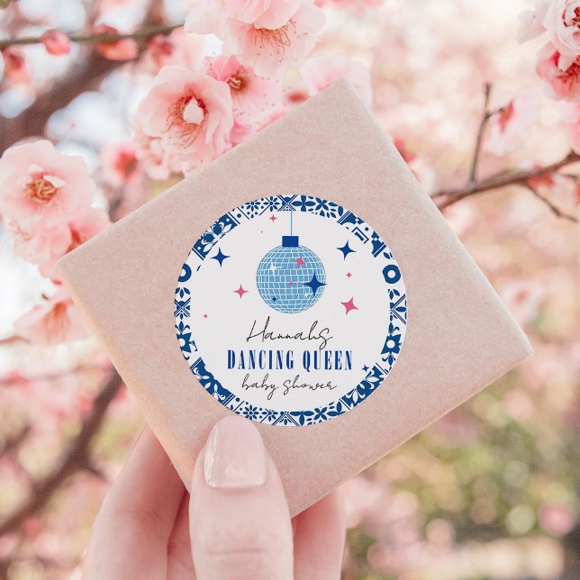 Sticker Rond Dancing Queen grec Musical disco baby shower (Créateur téléchargé)
