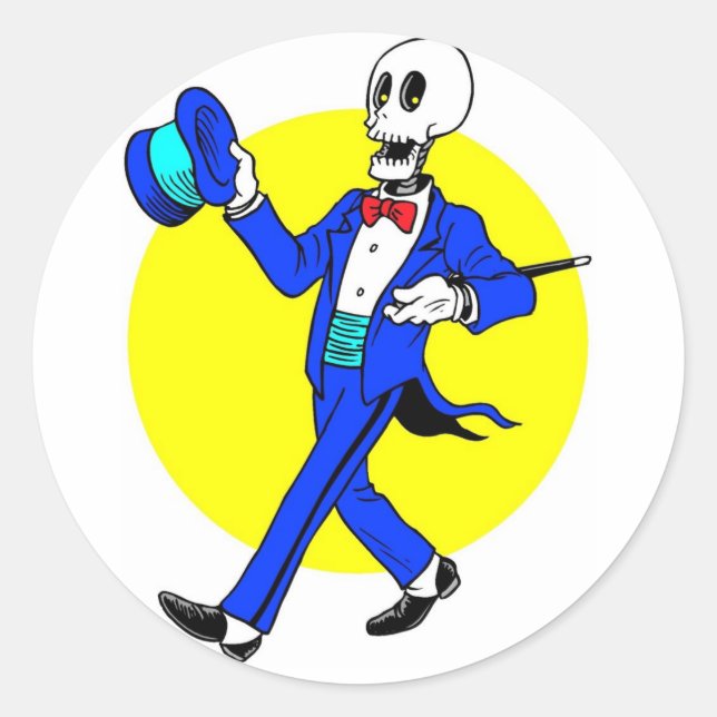 Sticker Rond Dancing Skeleton (Devant)