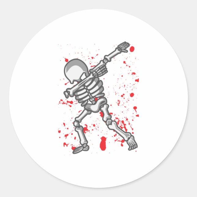 Sticker Rond Dancing Skeleton Drôle Halloween (Devant)