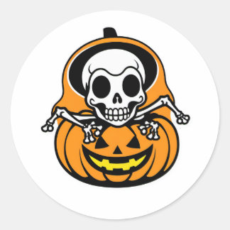 Sticker Rond Dancing Skeleton Mage sur Lanterne Citrouille