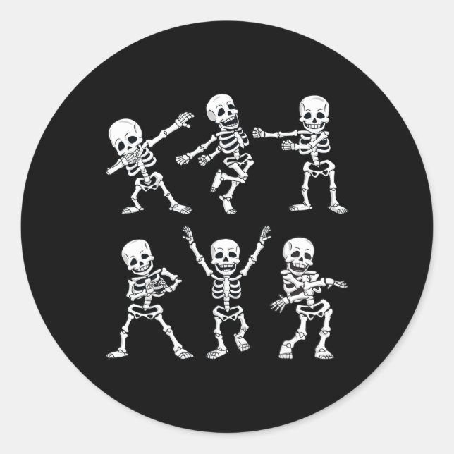 Sticker Rond Dancing Skeletons Dance Challenge Boys Girl (Devant)