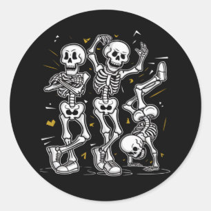 Sticker Rond Dancing Skeletons Dance Challenge Halloween