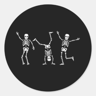 Sticker Rond Dancing Skeletons Dance Challenge Halloween effray