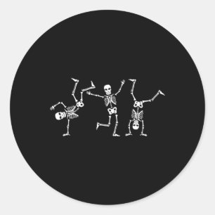 Sticker Rond Dancing Skeletons Dance Challenge Halloween effray