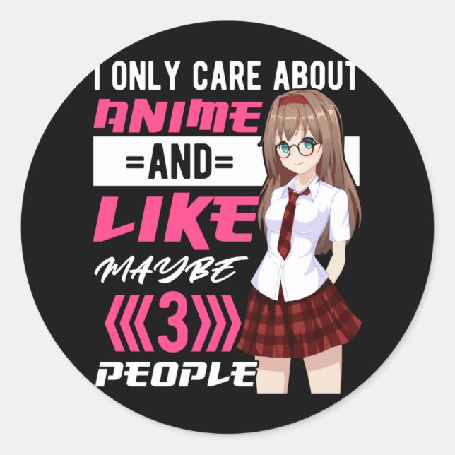Sticker Rond Dancted Anime Girl Otaku Cute Manga (Devant)