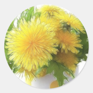 Sticker Rond Dandelion Bouquet