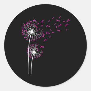 Sticker Rond Dandelion Faith Hope Love Cancer du sein Sensibili