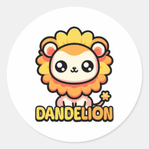 Sticker Rond Dandelion ! Pun Lion Cute Dandelion