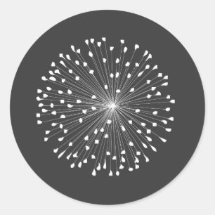 STICKER ROND DANDELION STARBURST EN BLANC