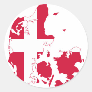 Sticker Rond Danemark Carte Drapeau DK