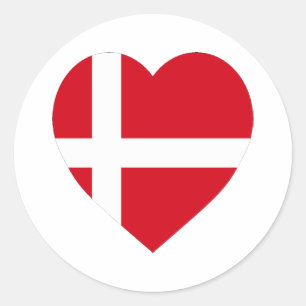 Sticker Rond Danemark - Coeur du drapeau