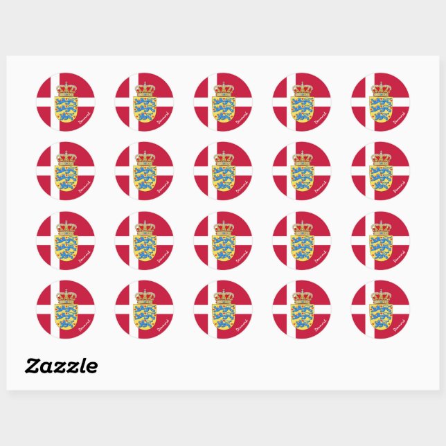 Sticker Rond Danemark & Drapeaux danois patriotes, vacances / s (Feuille)