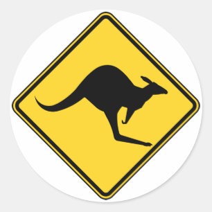 Sticker Rond danger kangourou en australie