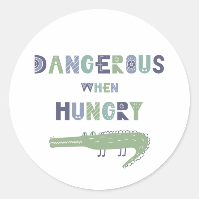 Sticker Rond Dangereux quand affamé bébé alligator (Devant)
