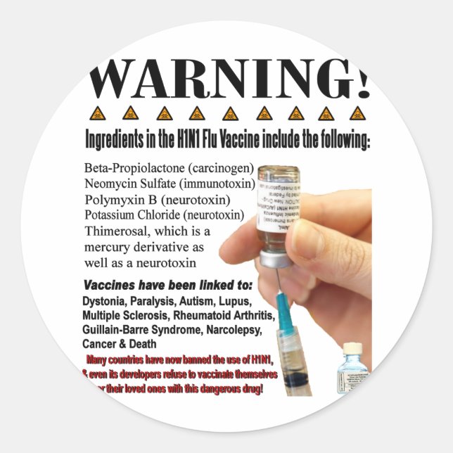Sticker Rond Dangers H1N1 (Devant)
