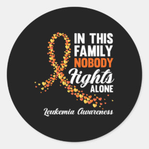 Sticker Rond Dans Cette Famille Personne ne combat seul Leucémi