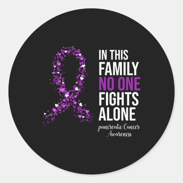 Sticker Rond Dans Cette Famille, Personne ne combat seul Pancre (Devant)