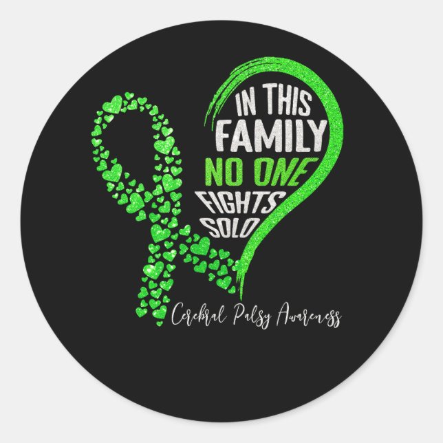 Sticker Rond Dans Cette Famille, Personne ne combat Solo Cérébr (Devant)