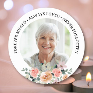 Sticker Rond Dans la mémoire aimante toujours aimée Photo perso