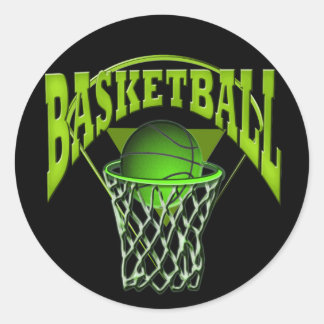 Sticker Rond Dans le panier de basket et le fond de bord