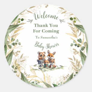 Sticker Rond Dans les bois : Remerciements pour Baby Shower