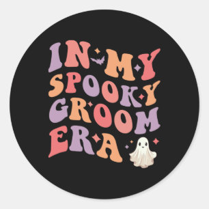 Sticker Rond Dans Mon Éffrayant Groom Era Halloween Mariage Gro
