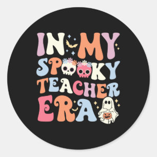 Sticker Rond Dans Mon Ere Enseignante Éffrayante Halloween Witc