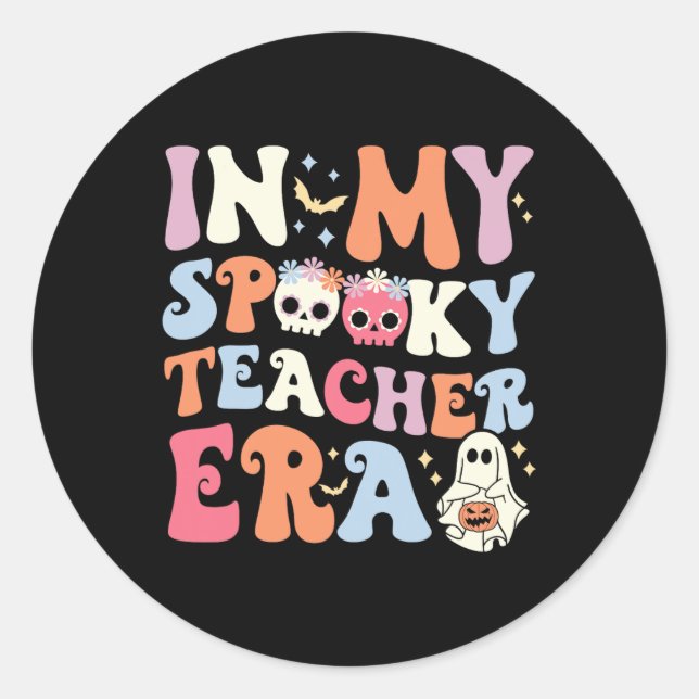 Sticker Rond Dans Mon Ere Enseignante Éffrayante Halloween Witc (Devant)