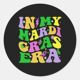 Sticker Rond Dans My Mardi Gras Era Festival Retro Carnival Hol