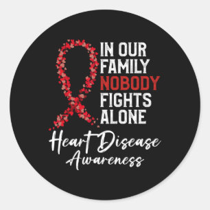 Sticker Rond Dans Notre Famille Personne ne combat seul Maladie