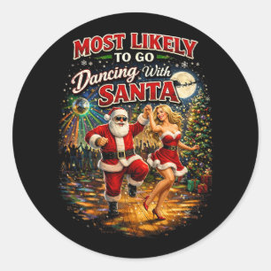 Sticker Rond Danse avec le Père Noël
