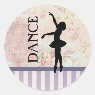Sticker Rond Danse - Ballerina Silhouette sur Arrière - plan Vi