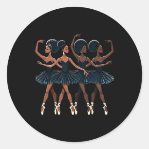 Sticker Rond Danse de Ballet Black African American Ballerina D