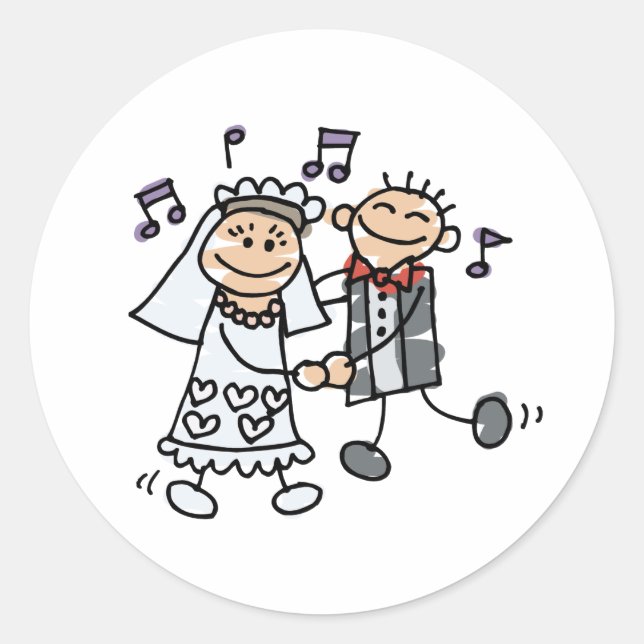 Sticker Rond Danse de dessin mariage (Devant)