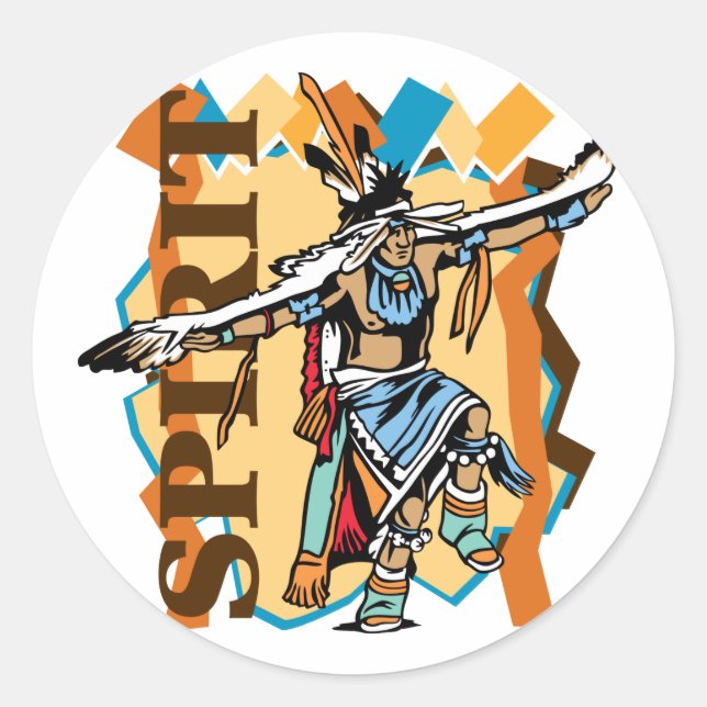 Sticker Rond Danse de l'esprit amérindien (Devant)