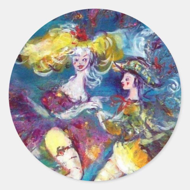 STICKER ROND DANSE DE MASQUÉRADE DANS LA NUIT (Devant)