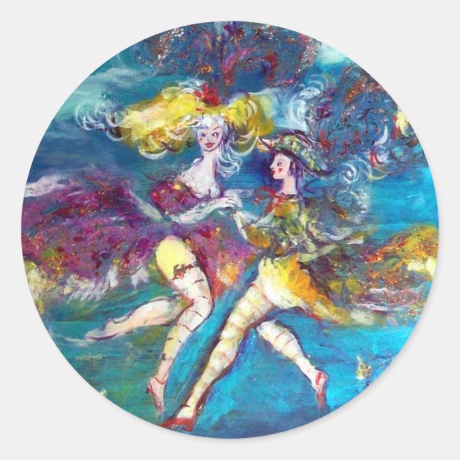 STICKER ROND DANSE DE MASQUÉRADE DANS LA NUIT (Devant)
