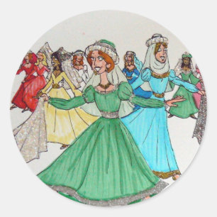 Sticker Rond Danse de neuf dames