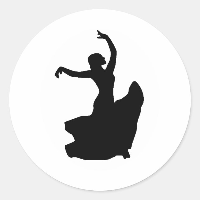 Sticker Rond Danse flamenco en cercle blanc (Devant)