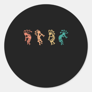 Sticker Rond Danse Kokopelli Sud-Ouest des États-Unis Amérindie