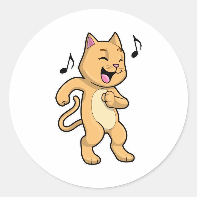 Sticker Rond Danse Musique Cat (Devant)
