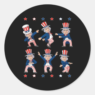 Sticker Rond Danse Oncle Sam 4 juillet Garçons Enfants Patrioti
