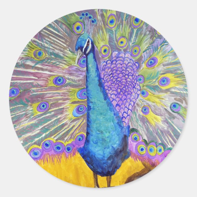 Sticker Rond Danse Peacock violet et bleu (Devant)