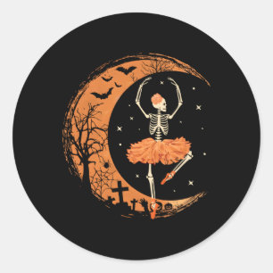 Sticker Rond Danse Skeleton Ballerina Ballet Danse Halloween
