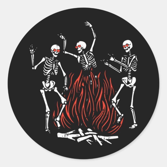 Sticker Rond Danser Feu Valentines Jour Os Amour Coeur (Devant)