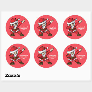 Sticker Rond Danser le texte personnalisé Père Noël