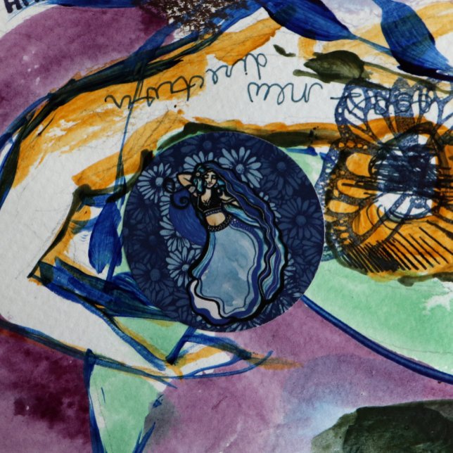 Sticker Rond Danseur du ventre bleu (Créateur téléchargé)